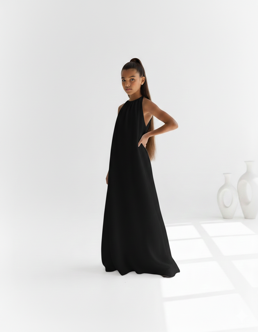 Rochie alba lunga din muselina pentru fete - Destiny