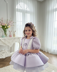 Rochie lila eleganta cu broderie iepuras - Bunny