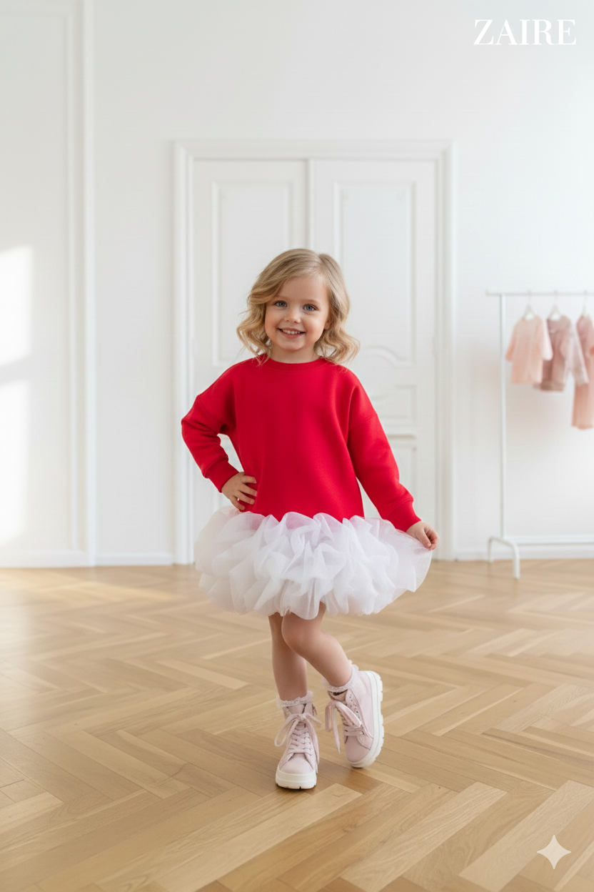 Rochie casual cu volan din organza pentru fete - Ruby