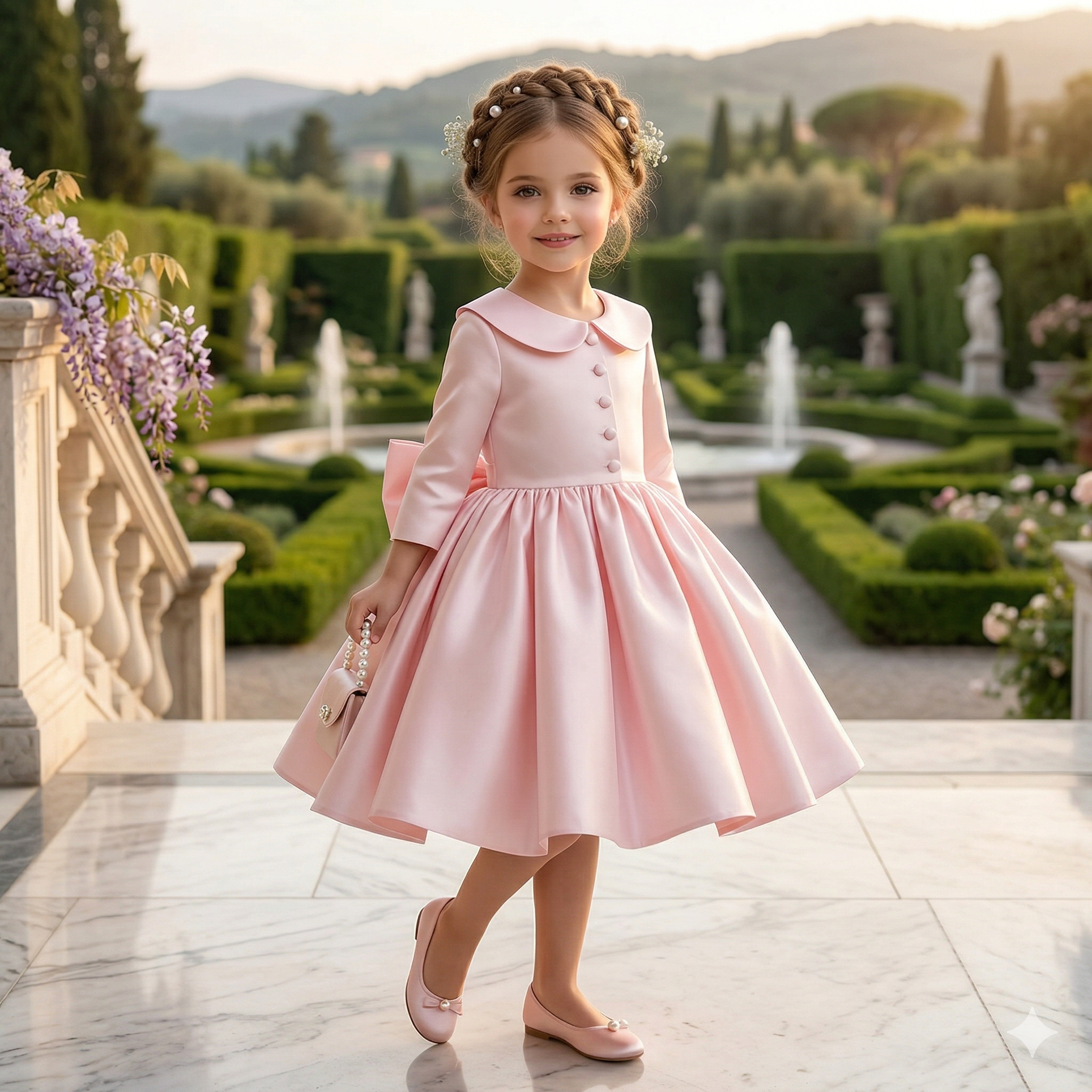 Rochie roz eleganta din tafta pentru fete - Eva