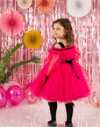 Rochie din tull fuchsia si banda din catifea pentru fete - Zoe