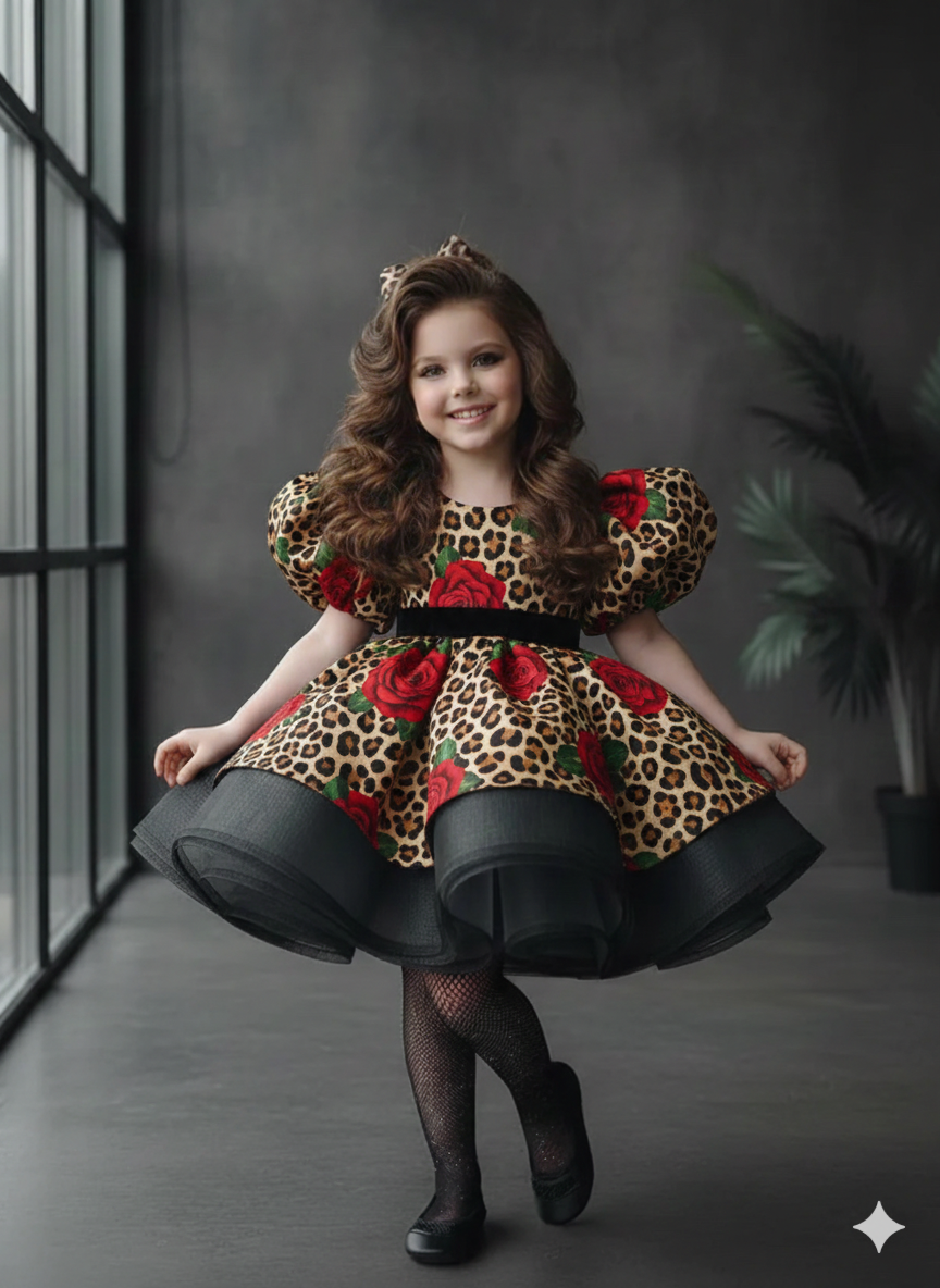 Rochie eleganta din tafta animal print pentru fete - Ruth