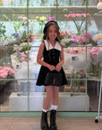 Rochie casual neagra cu guler alb pentru fete - Alda