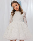 Rochie alba eleganta din dantela pentru fete  - Zara