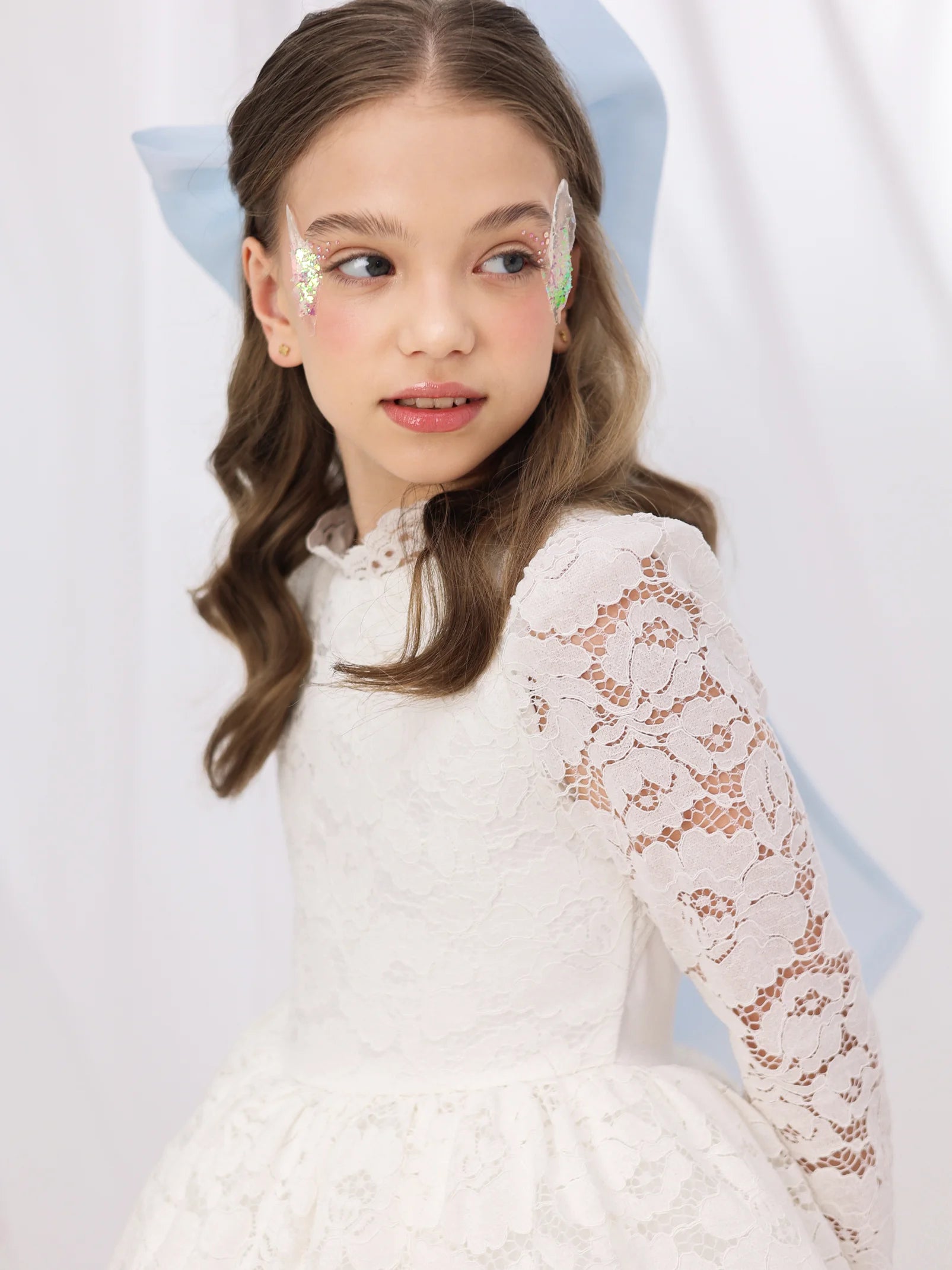 Rochie alba eleganta din dantela pentru fete  - Zara