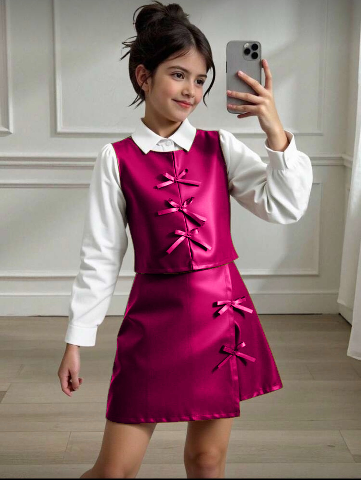 Compleu roz din imitatie de piele format din 2 piese