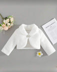 Bolero alb elegant din blanita ecologica pentru fete -  Blanca