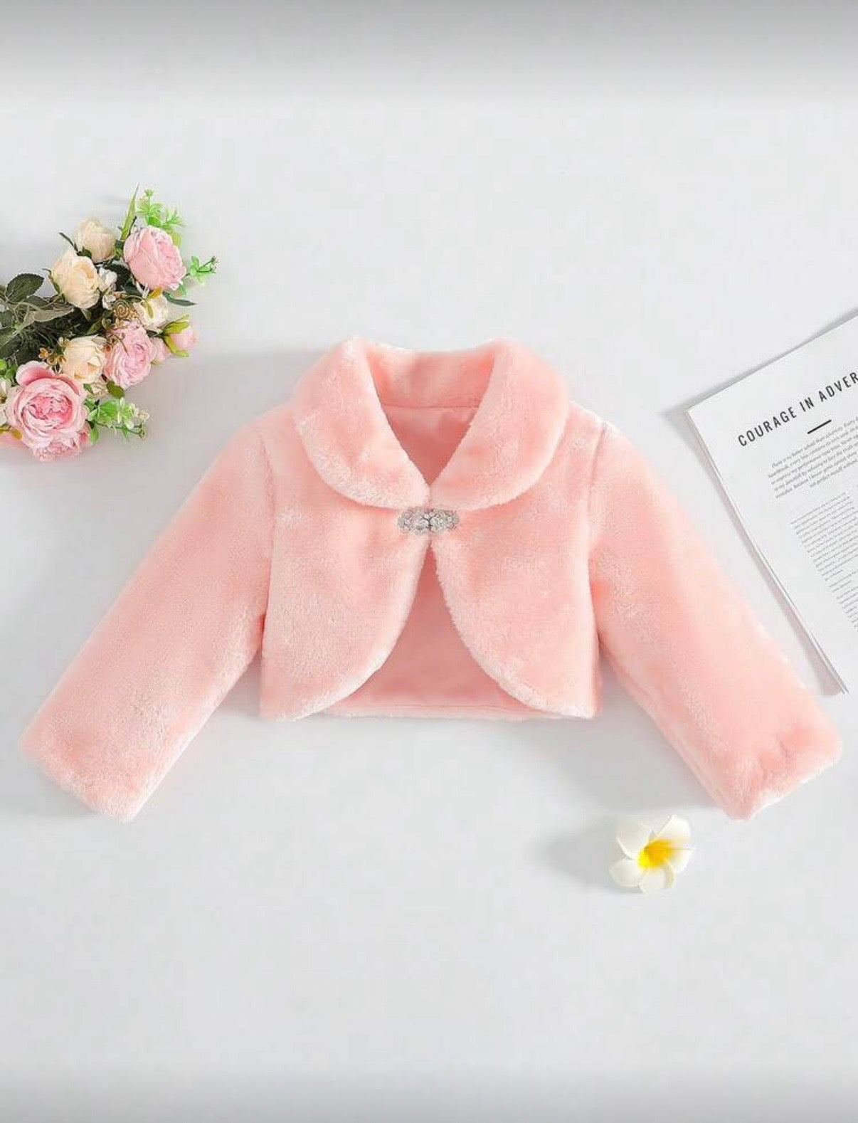 Bolero alb elegant din blanita ecologica pentru fete -  Blanca
