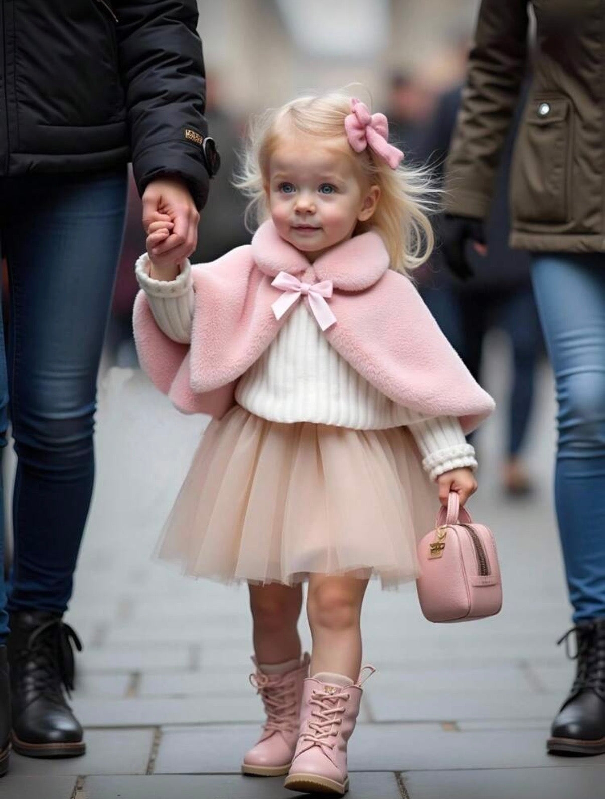 Capa roz eleganta din blanita ecologica pentru fete - Annabelle