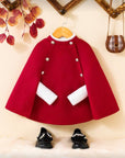 Capa rosie eleganta din stofa pentru fete - Emily