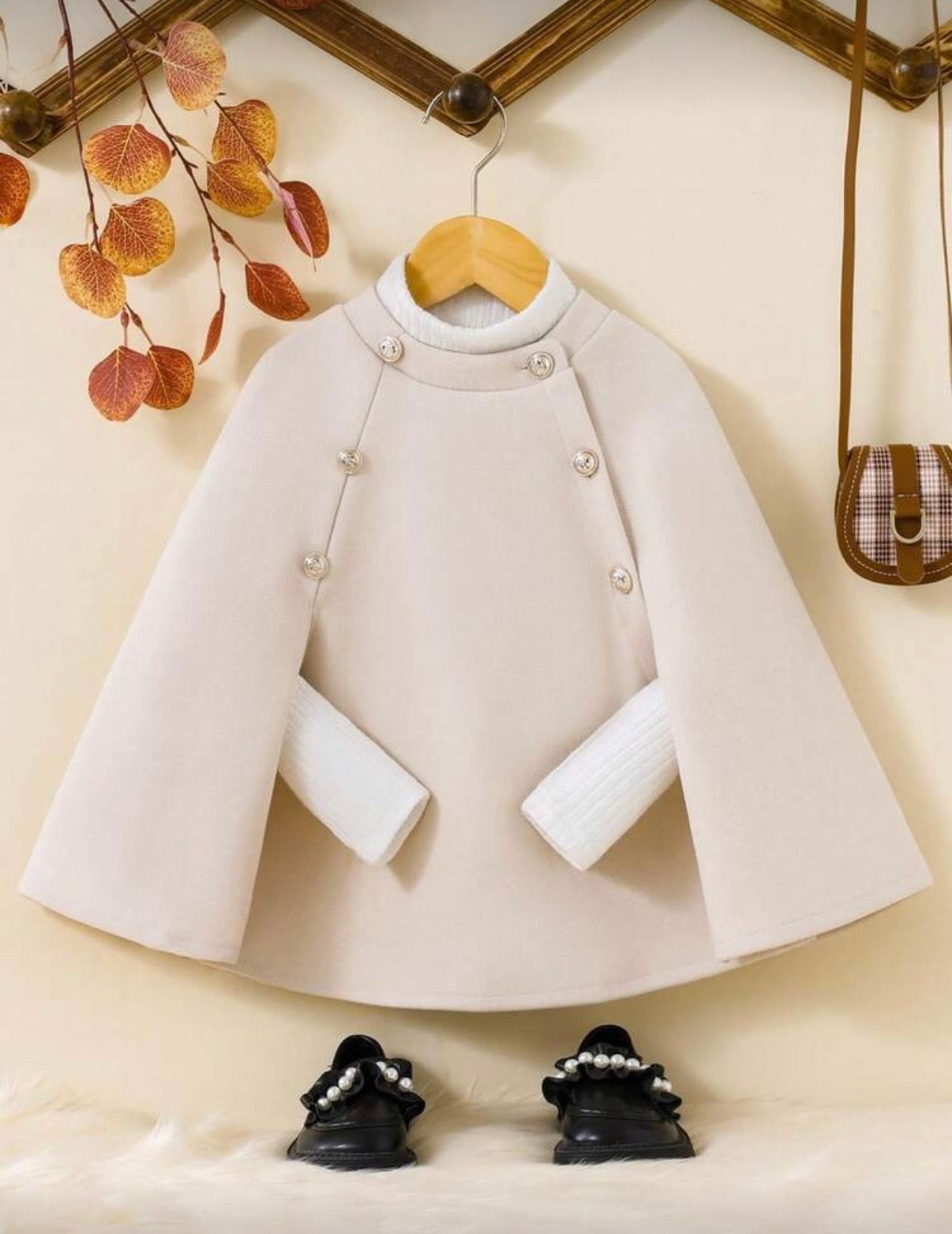 Capa rosie eleganta din stofa pentru fete - Emily - 0 | YEO