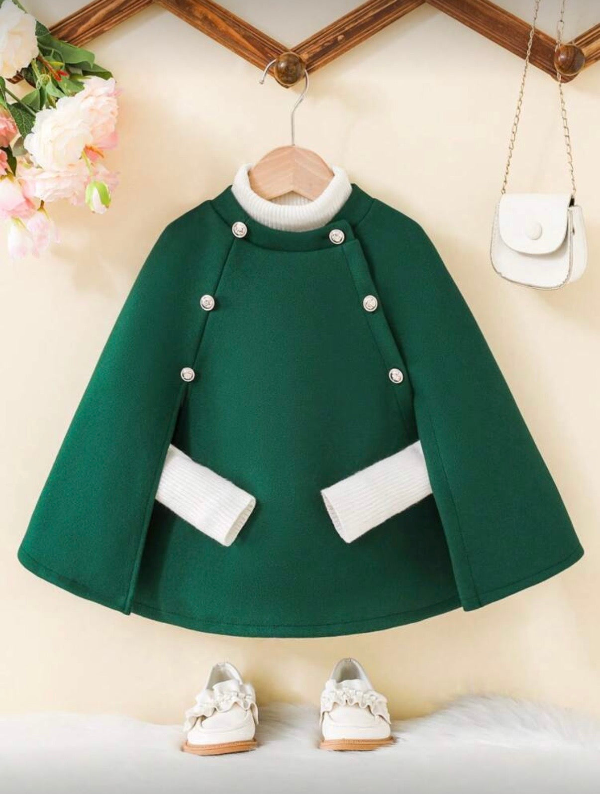 Capa rosie eleganta din stofa pentru fete - Emily - 0 | YEO