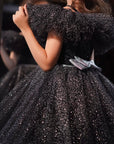 Rochie neagra eleganta pentru fete, din tulle glitter - Amelia