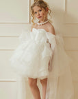 Rochie alba eleganta din organza si dantela cu paiete - Jasmine