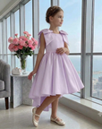Rochie galbena eleganta cu trena din tafta pentru fete - Fiona