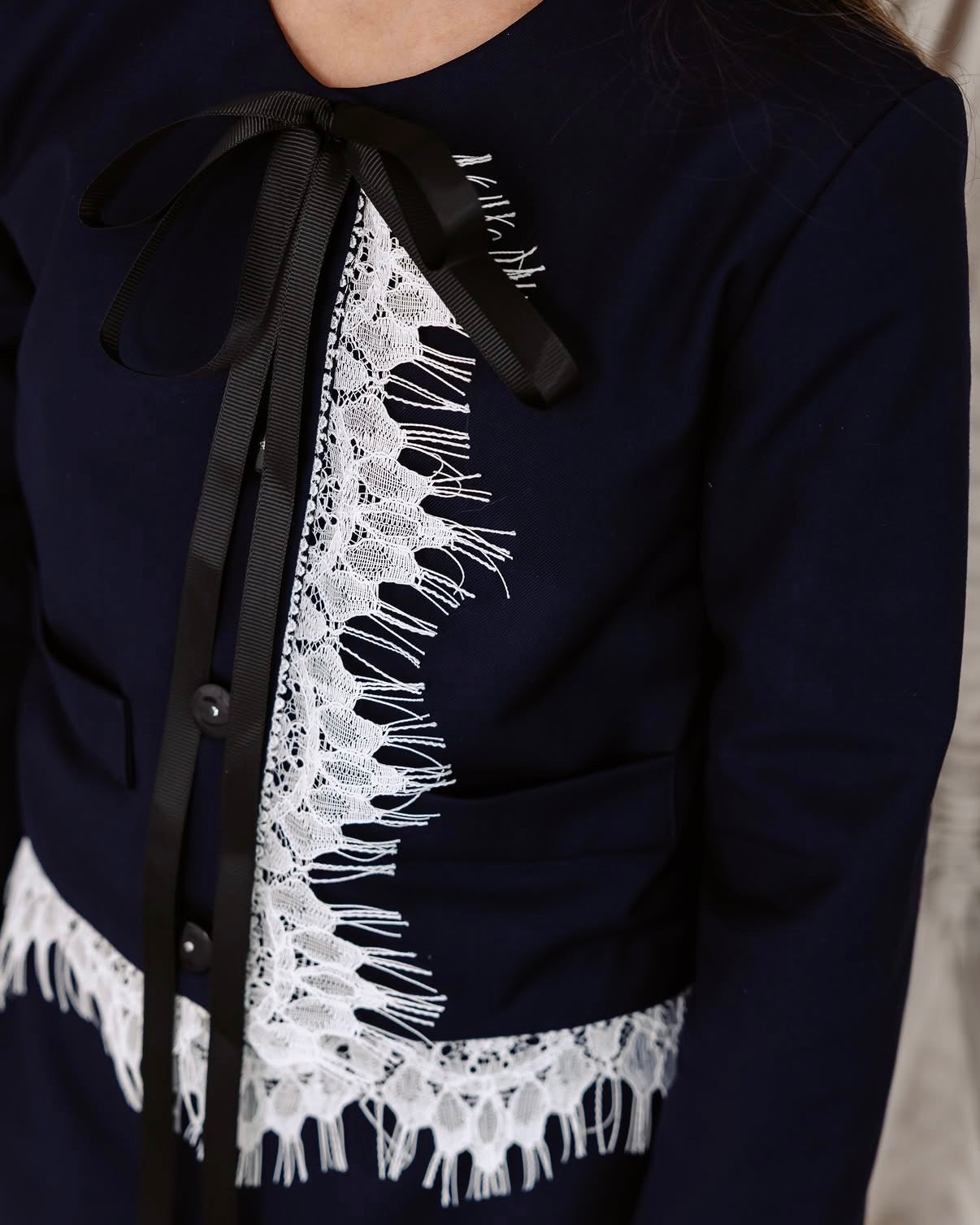 Compleu negru casual sacou si fusta pentru fete - Arya