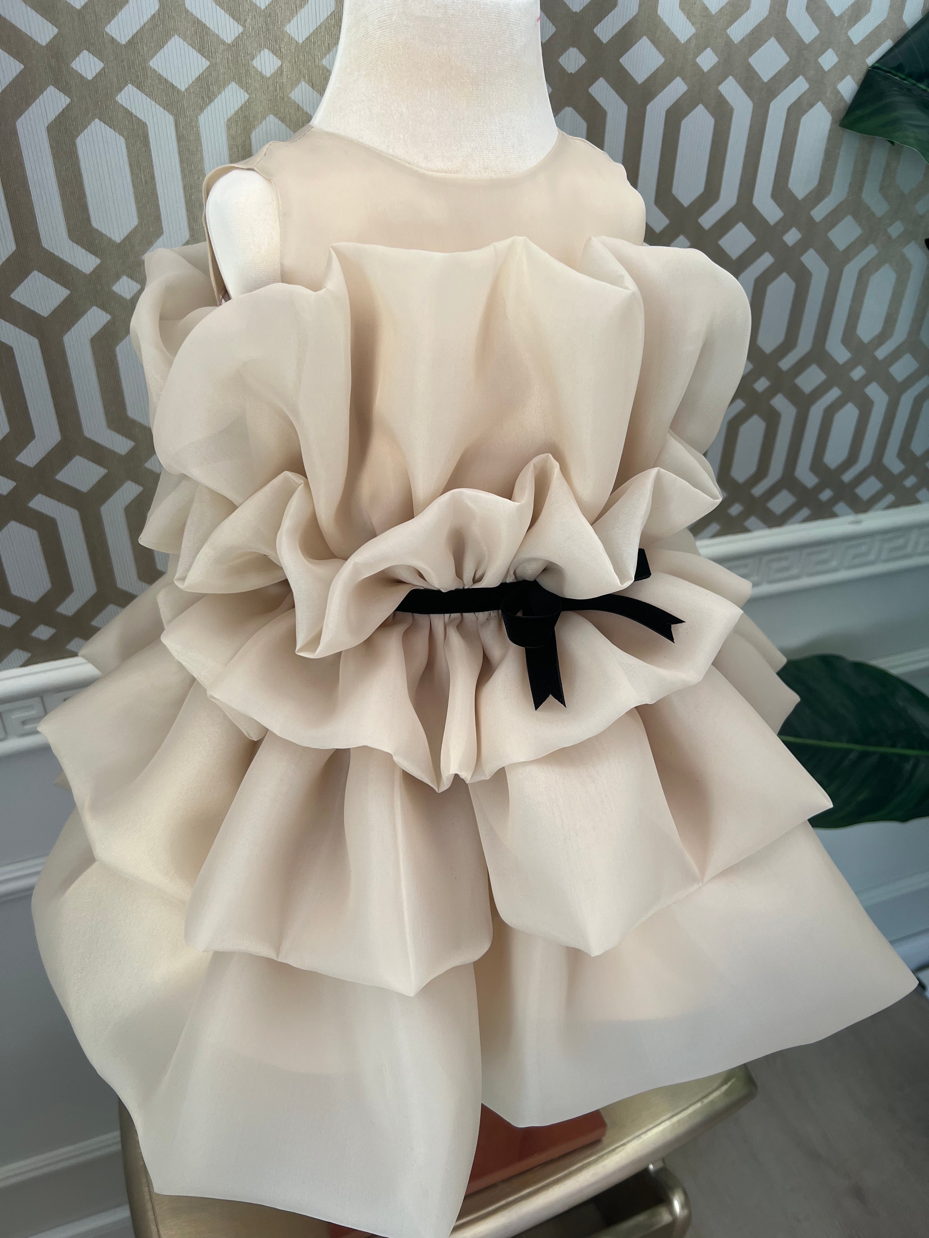 Rochie Fete, Eleganta de Ocazie din organza roz prafuit - Kate