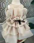 Rochie Fete, Eleganta de Ocazie din organza roz prafuit - Kate