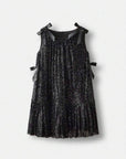 Rochie neagra din paiate accesorizata cu fundite pentru fete - Sara