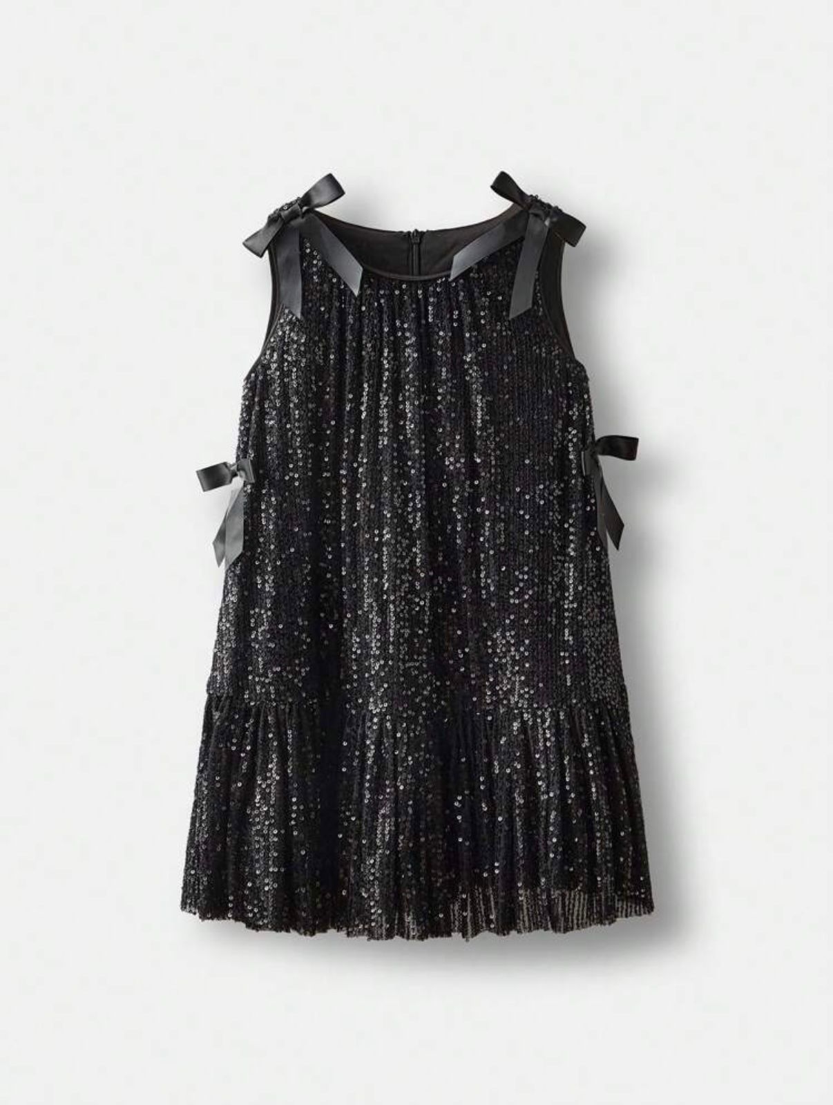 Rochie lila din paiate accesorizata cu fundite pentru fete - Sara