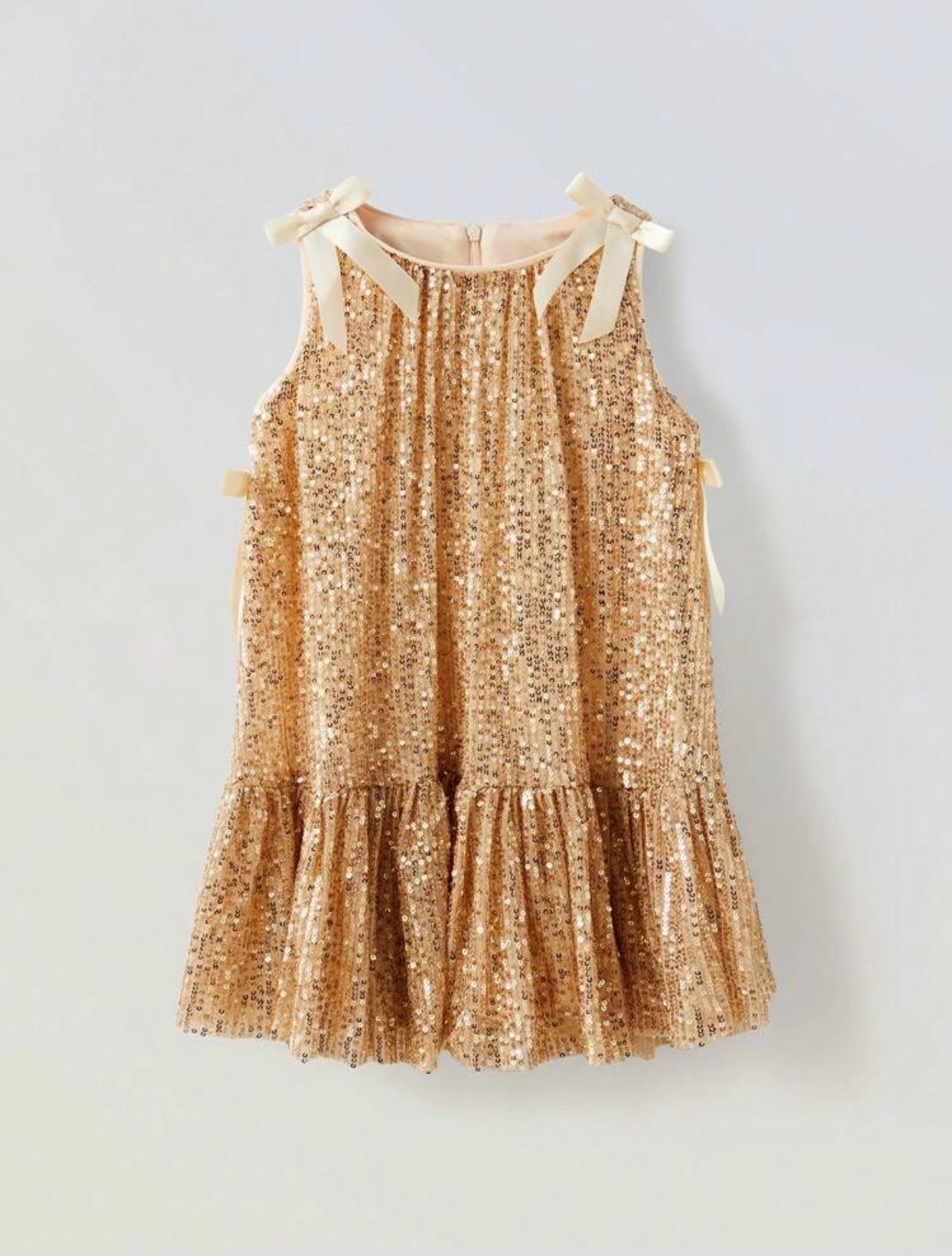Rochie lila din paiate accesorizata cu fundite pentru fete - Sara