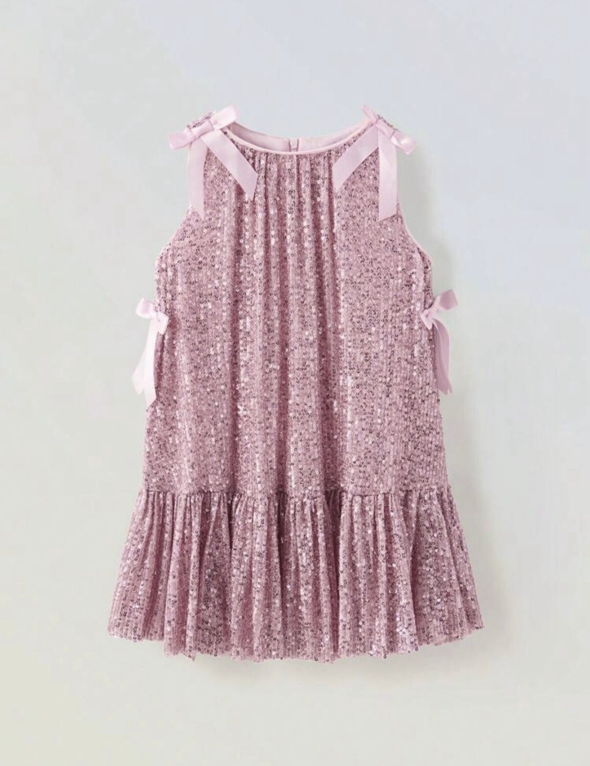 Rochie lila din paiate accesorizata cu fundite pentru fete - Sara