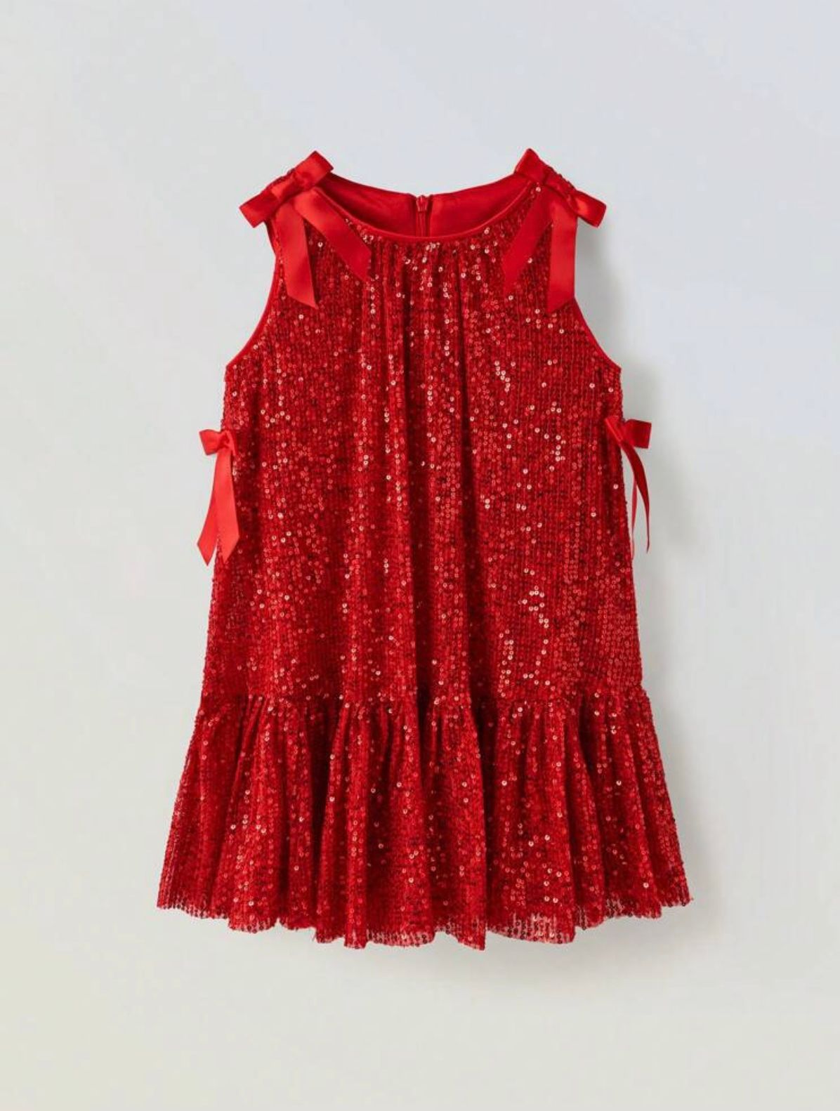 Rochie lila din paiate accesorizata cu fundite pentru fete - Sara