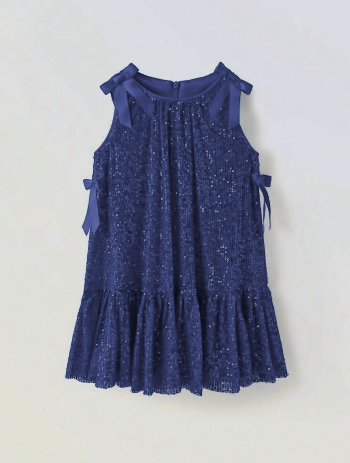 Rochie lila din paiate accesorizata cu fundite pentru fete - Sara