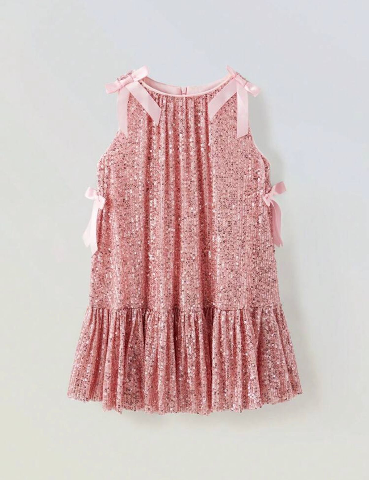 Rochie lila din paiate accesorizata cu fundite pentru fete - Sara