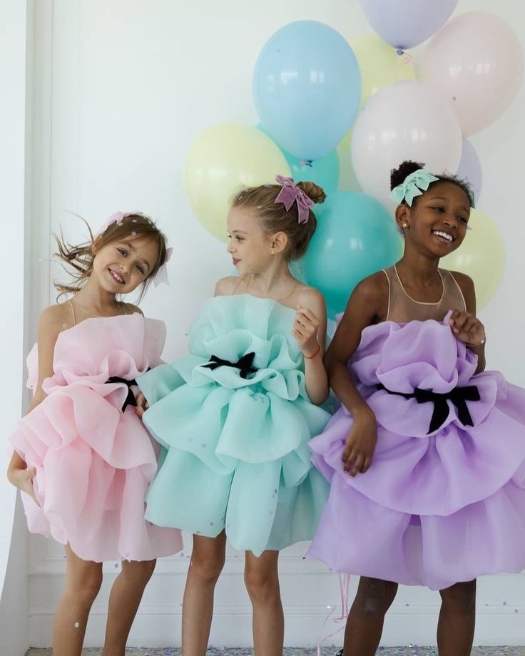 Rochie roz prafuit eleganta cu volane din organza pentru fete - Kate