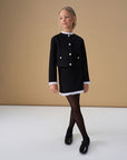 Compleu negru casual, fusta si sacou pentru fete - Kim