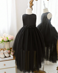 Rochie neagra cu trena Halloween Party + PALARIE CADOU pentru fete - 06
