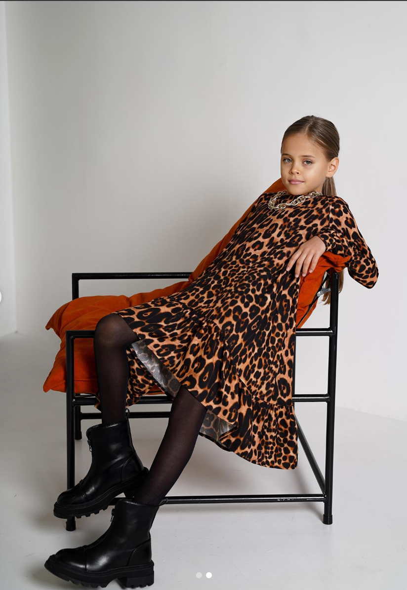 Rochie casual pentru fete, animal print - Amani