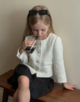 Jacheta bej din stofa tweed pentru fete