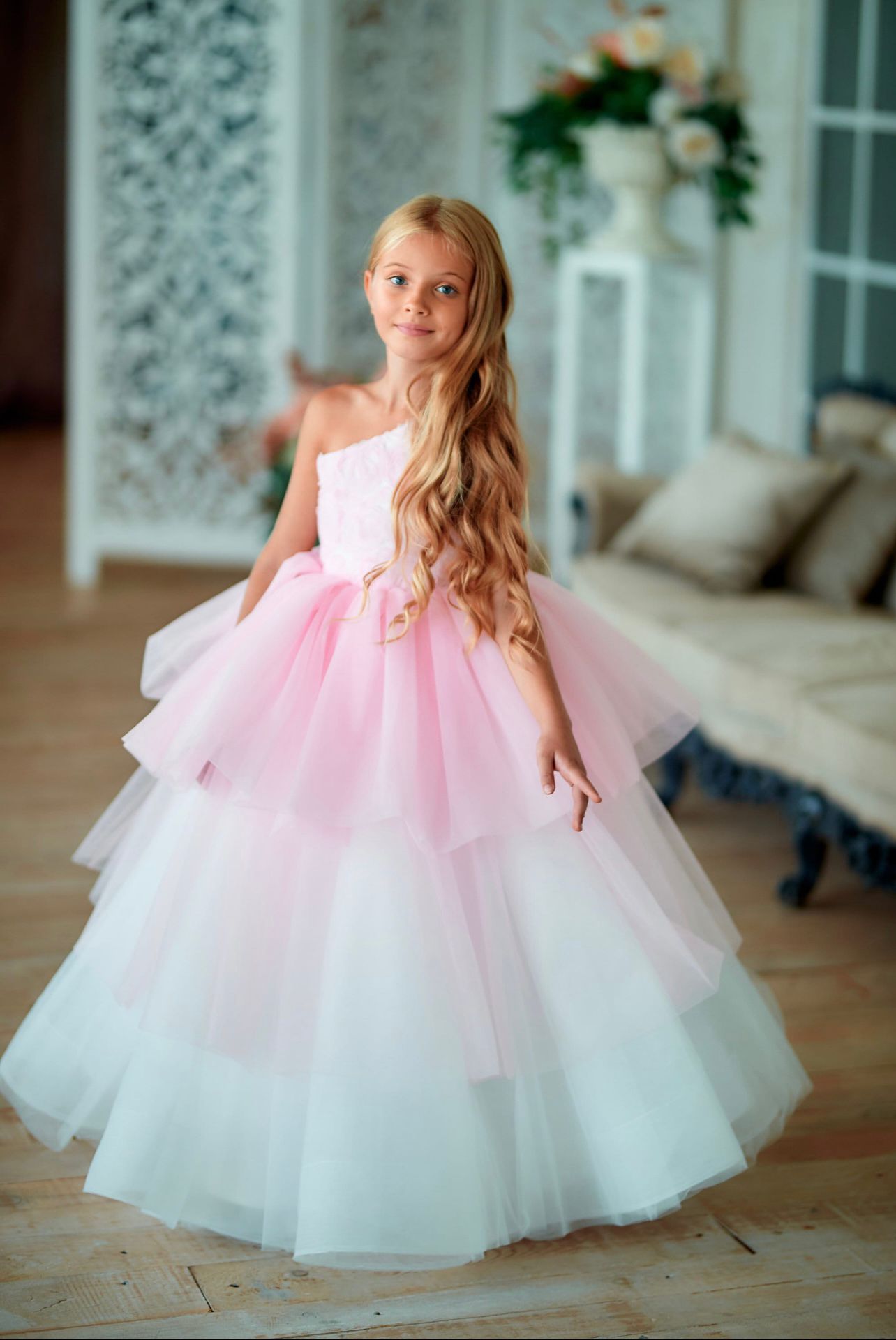 Rochie roz eleganta lunga de ocazie pentru fete - Teresa