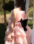 Rochie Fete, Eleganta de Ocazie din organza roz prafuit - Kate
