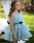 Rochie Fete, Eleganta de Ocazie din organza bleu - Kate