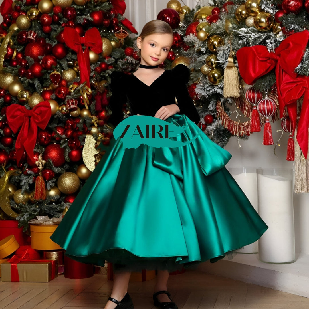 Rochie mov eleganta pentru fete, din tafta si catifea neagra - Zendaya