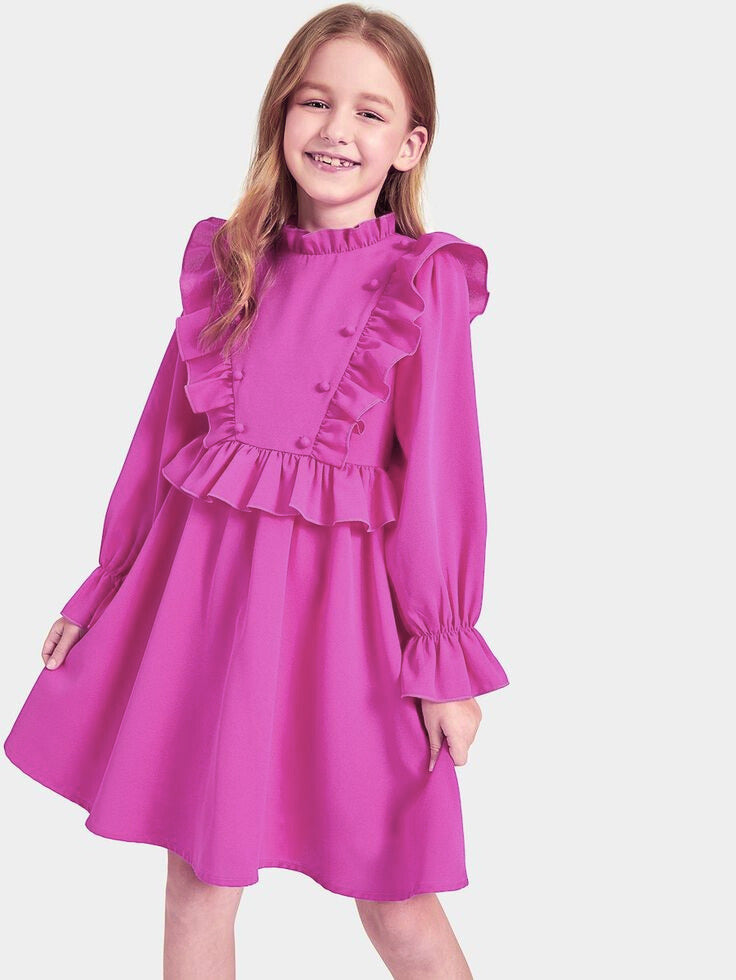 Rochie fuchsia casual pentru fete - Ilona