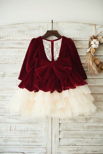 Rochie din catifea roșie pentru fete - Clara