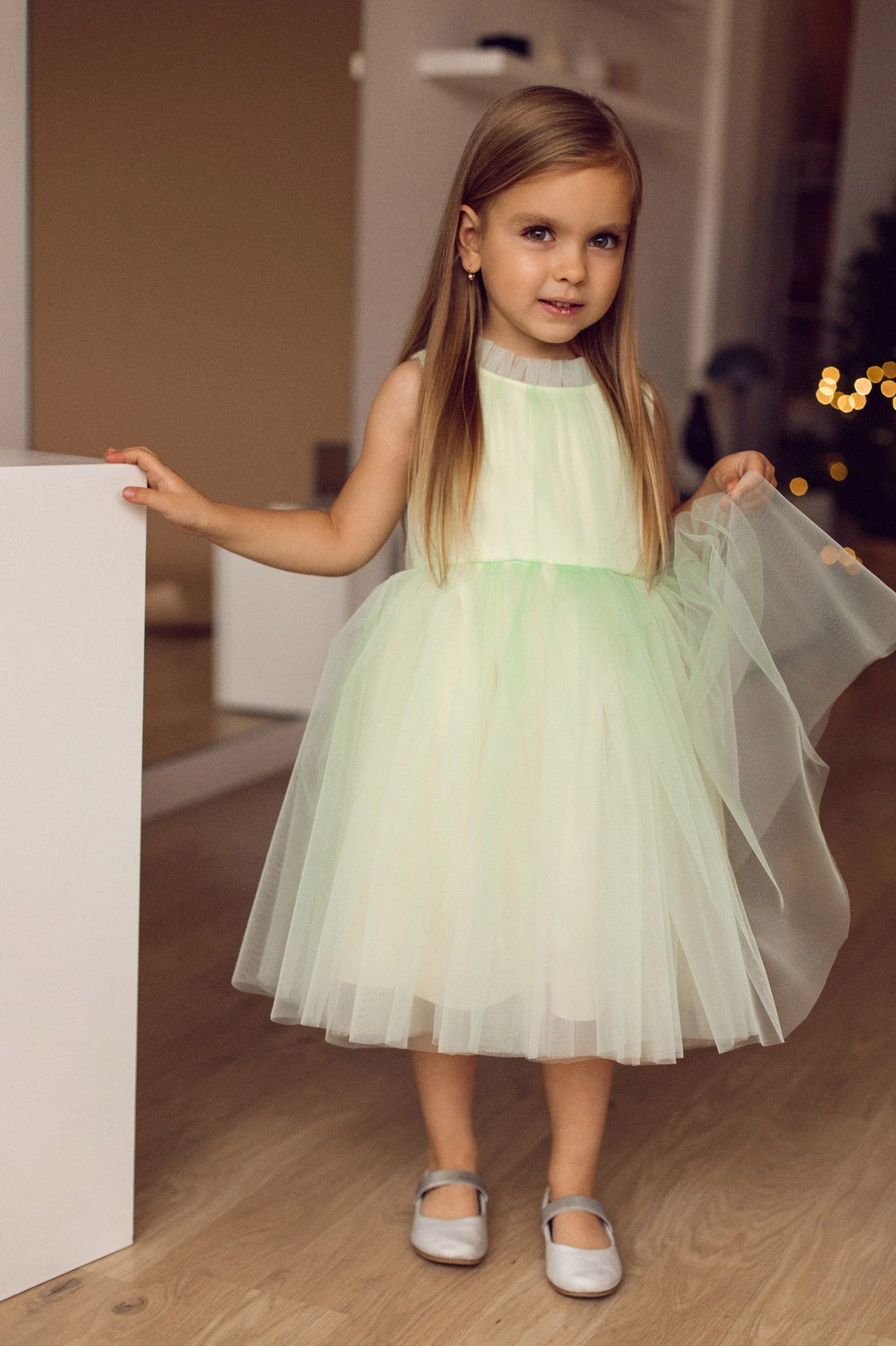 Rochie eleganta din tulle verde, pentru fete - Betty