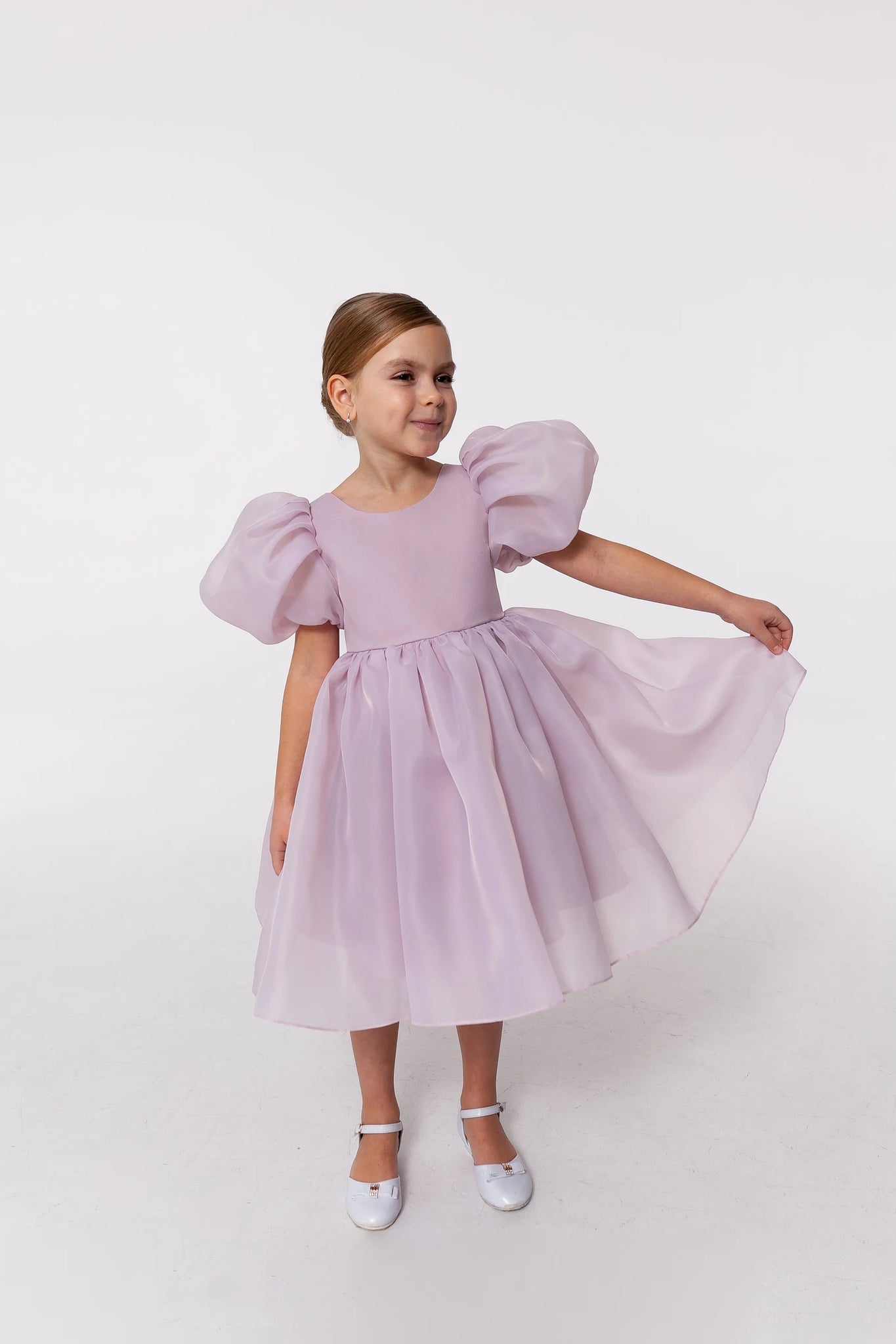 Rochie lila eleganta din organza, pentru fete - Eva