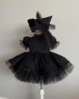 Rochie neagra Halloween Party + PALARIE CADOU pentru fete - 02