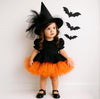 Rochie neagra si tulle portocaliu glitter Halloween Party + PALARIE CADOU pentru fete - 05