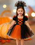 Rochie neagru si portocaliu Halloween Party pentru fete - 07