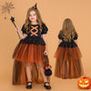 Rochie neagru si portocaliu cu trena Halloween Party pentru fete - 11