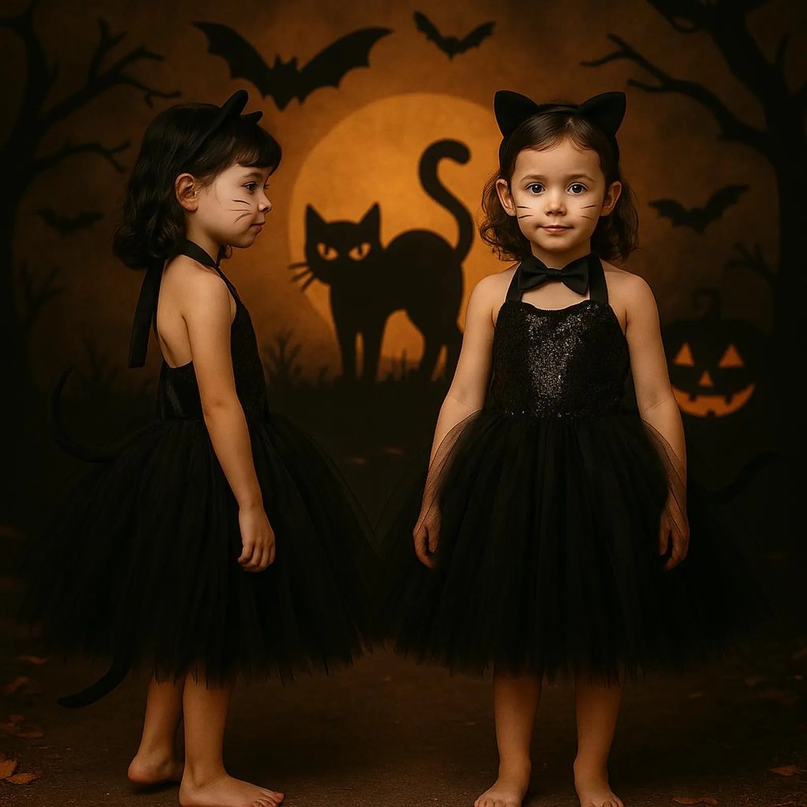 Rochie neagra cu paiete Halloween Party pentru fete - 15