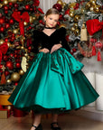 Rochie rosie eleganta pentru fete, din tafta si catifea neagra - Zendaya