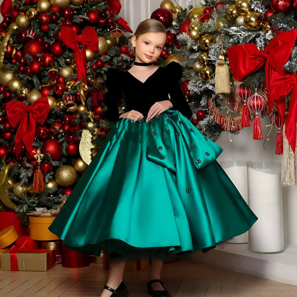 Rochie mov eleganta pentru fete, din tafta si catifea neagra - Zendaya