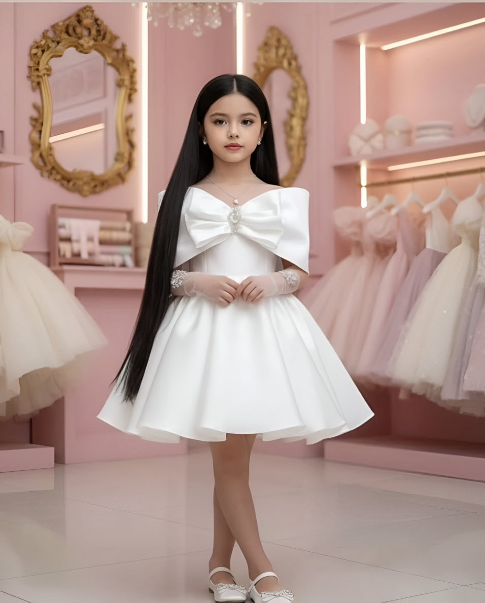 Rochie alba eleganta din tafta pentru fete - Daiana